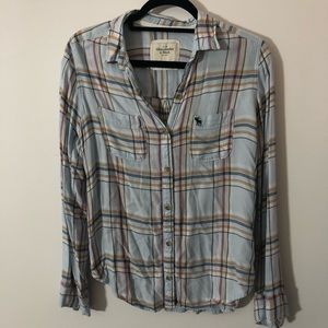 abercrombie and fitch blue plaid shirt